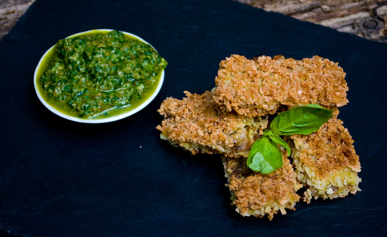 Lamb scrumpets with salsa verde